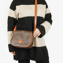 Celine Vintage Macadam Triomphe Brown Crossbody Bag