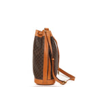 Celine Vintage Macadam Triomphe Brown Drawstring Bucket Bag