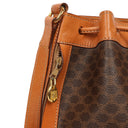 Celine Vintage Macadam Triomphe Brown Drawstring Bucket Bag
