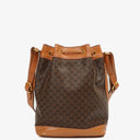 Celine Vintage Macadam Triomphe Brown Drawstring Bucket Bag