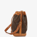 Celine Vintage Macadam Triomphe Brown Drawstring Bucket Bag
