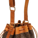 Celine Vintage Macadam Triomphe Brown Drawstring Bucket Bag