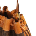 Celine Vintage Macadam Triomphe Brown Drawstring Bucket Bag