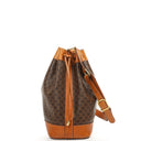 Celine Vintage Macadam Triomphe Brown Drawstring Bucket Bag