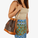 Celine Vintage Macadam Triomphe Brown Drawstring Bucket Bag