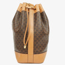 Celine Vintage Macadam Triomphe Brown Drawstring Bucket Bag