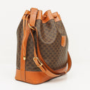 Celine Vintage Macadam Triomphe Brown Drawstring Bucket Bag
