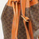 Celine Vintage Macadam Triomphe Brown Drawstring Bucket Bag