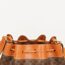 Celine Vintage Macadam Triomphe Brown Drawstring Bucket Bag