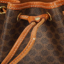 Celine Vintage Macadam Triomphe Brown Drawstring Bucket Bag