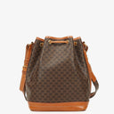 Celine Vintage Macadam Triomphe Brown Drawstring Bucket Bag