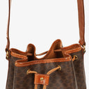 Celine Vintage Macadam Triomphe Brown Drawstring Bucket Bag