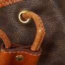 Celine Vintage Macadam Triomphe Brown Drawstring Bucket Bag