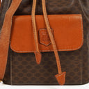 Celine Vintage Macadam Triomphe Brown Drawstring Bucket Bag
