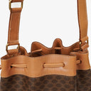 Celine Vintage Macadam Triomphe Brown Drawstring Bucket Bag