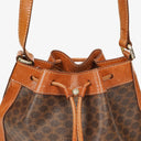 Celine Vintage Macadam Triomphe Brown Drawstring Bucket Bag
