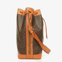 Celine Vintage Macadam Triomphe Brown Drawstring Bucket Bag