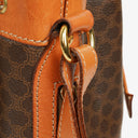 Celine Vintage Macadam Triomphe Brown Drawstring Bucket Bag
