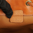 Celine Vintage Macadam Triomphe Brown Drawstring Bucket Bag