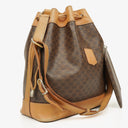 Celine Vintage Macadam Triomphe Brown Drawstring Bucket Bag