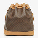 Celine Vintage Macadam Triomphe Brown Drawstring Bucket Bag