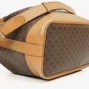 Celine Vintage Macadam Triomphe Brown Drawstring Bucket Bag