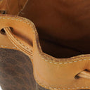 Celine Vintage Macadam Triomphe Brown Drawstring Bucket Bag