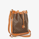 Celine Vintage Macadam Triomphe Brown Drawstring Bucket Bag