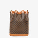 Celine Vintage Macadam Triomphe Brown Drawstring Bucket Bag