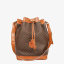 Celine Vintage Macadam Triomphe Brown Drawstring Bucket Bag