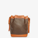 Celine Vintage Macadam Triomphe Brown Drawstring Bucket Bag