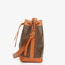 Celine Vintage Macadam Triomphe Brown Drawstring Bucket Bag