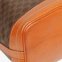 Celine Vintage Macadam Triomphe Brown Drawstring Bucket Bag