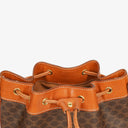 Celine Vintage Macadam Triomphe Brown Drawstring Bucket Bag