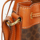 Celine Vintage Macadam Triomphe Brown Drawstring Bucket Bag