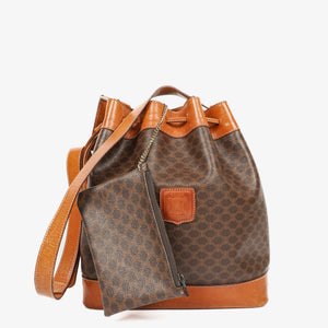 Sac Seau Celine Vintage Macadam Triomphe Marron à Cordon