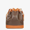 Celine Vintage Macadam Triomphe Brown Drawstring Bucket Bag