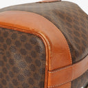 Celine Vintage Macadam Triomphe Brown Drawstring Bucket Bag