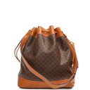 Celine Vintage Macadam Triomphe Brown Drawstring Bucket Bag With Pouch