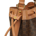 Celine Vintage Macadam Triomphe Brown Drawstring Small Bucket Bag