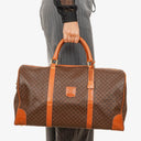 Celine Vintage Macadam Triomphe Brown Travel Bag