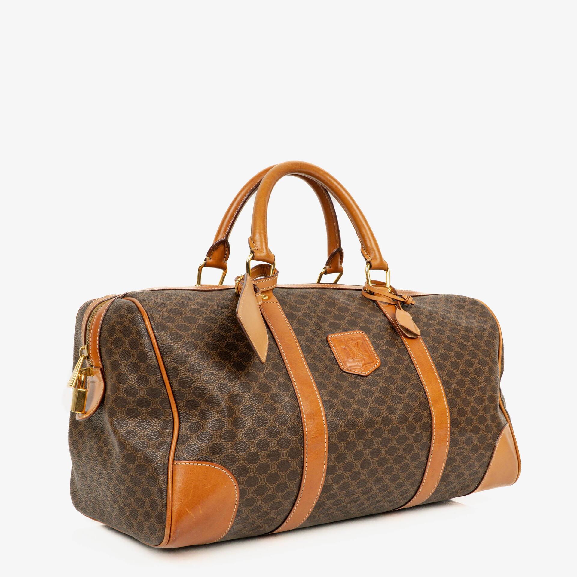 Celine Vintage Macadam Triomphe Brown Travel Bag