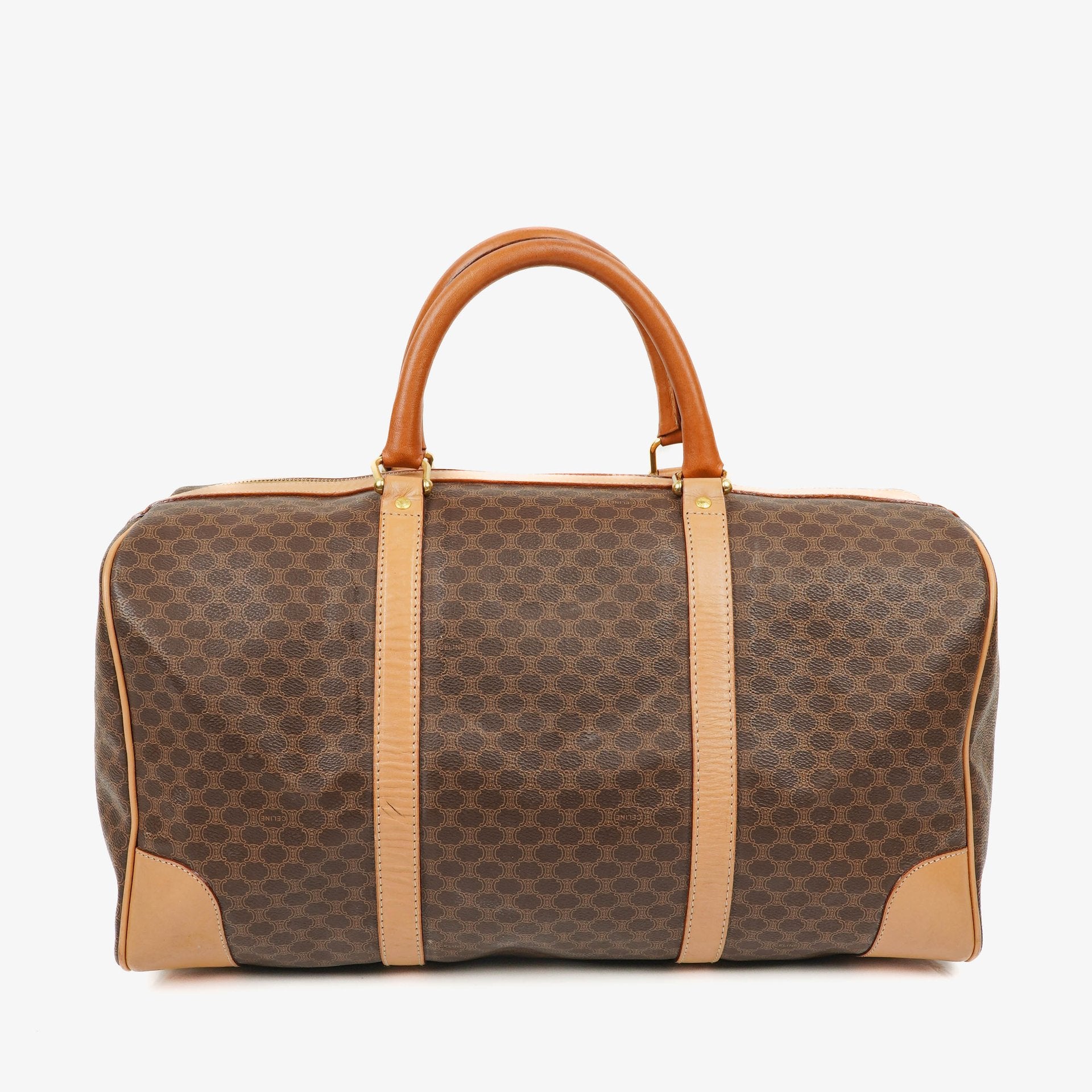 Celine Vintage Macadam Triomphe Brown Travel Bag
