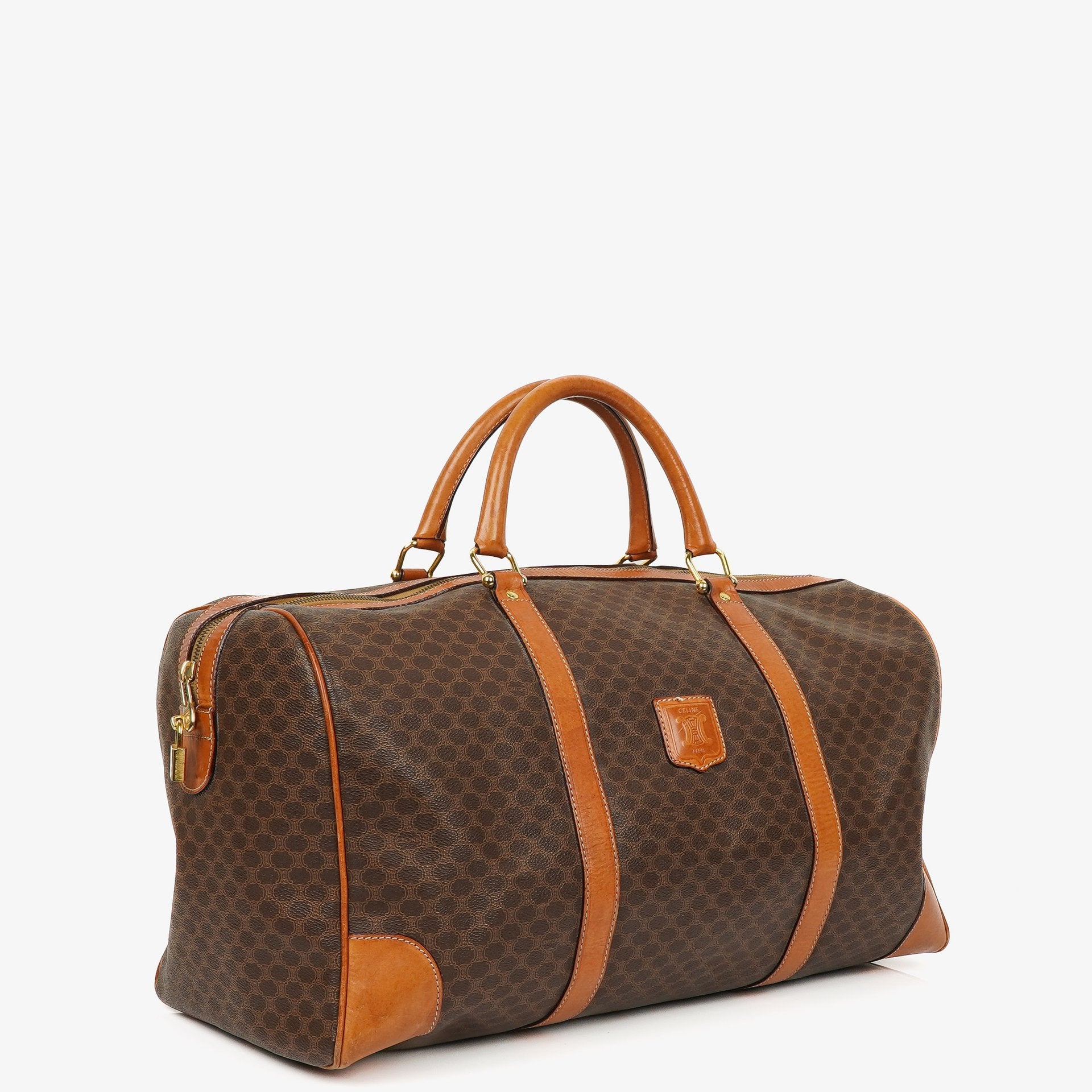 Celine Vintage Macadam Triomphe Brown Travel Bag