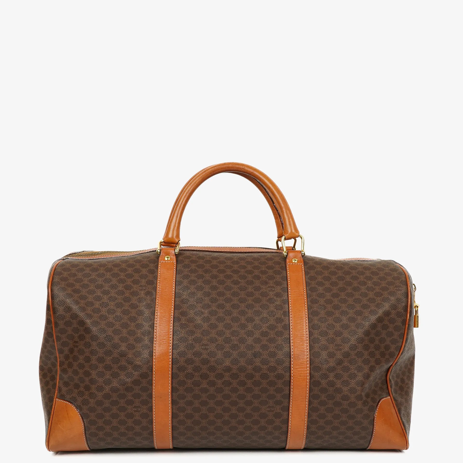 Celine Vintage Macadam Triomphe Brown Travel Bag