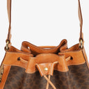 Celine Vintage Macadam Triomphe Drawstring Bucket Bag