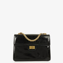 Chanel 2.55 Black Patent Leather Shoulder Bag With Mademoiselle Chain
