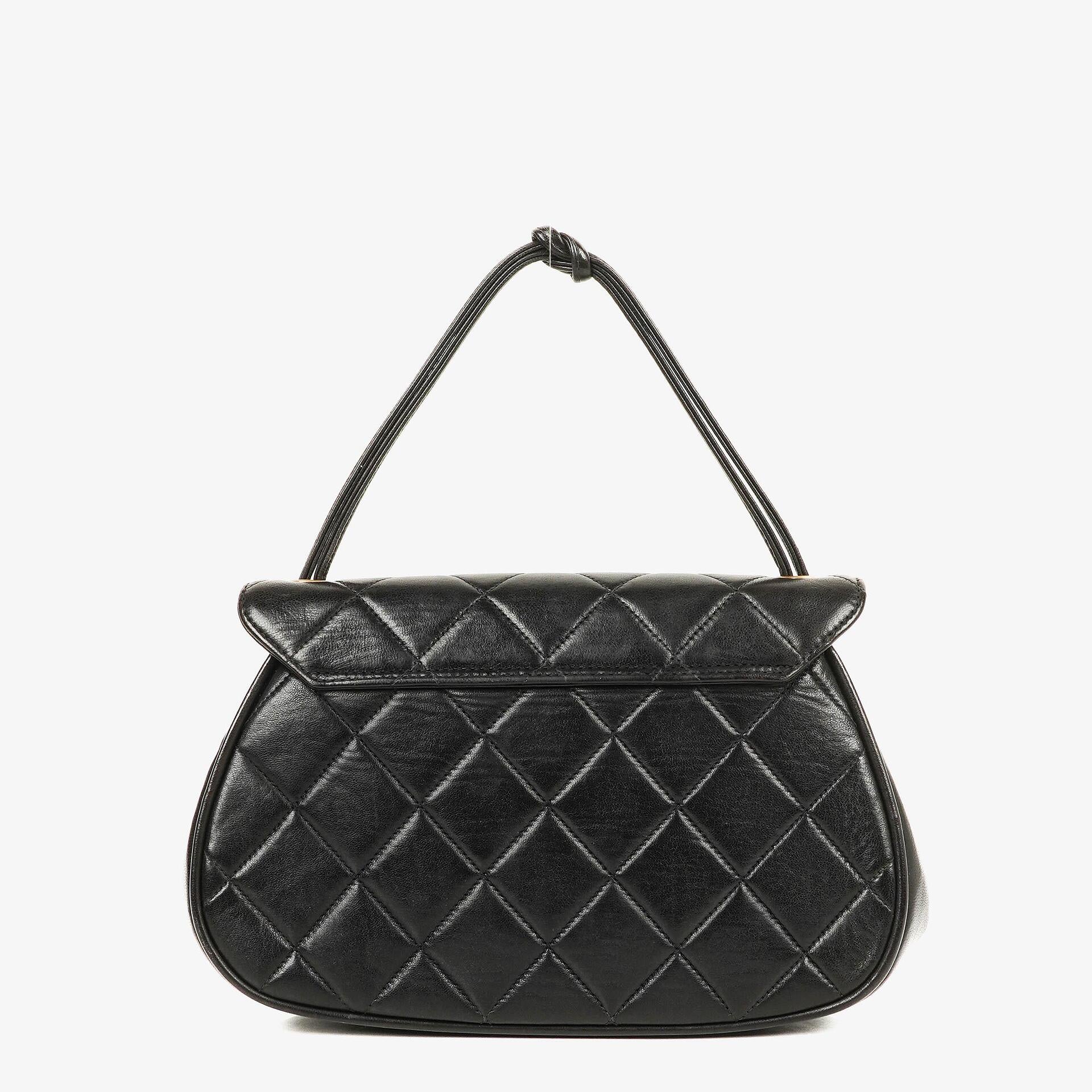 Chanel 2.55 Black Quilted Lambskin Top Handle Flap Bag