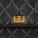Chanel 2.55 Black Quilted Lambskin Top Handle Flap Bag