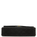 Chanel 2.55 Medium Classic Double Flap Bag Black Quilted Suede Gold Hardware